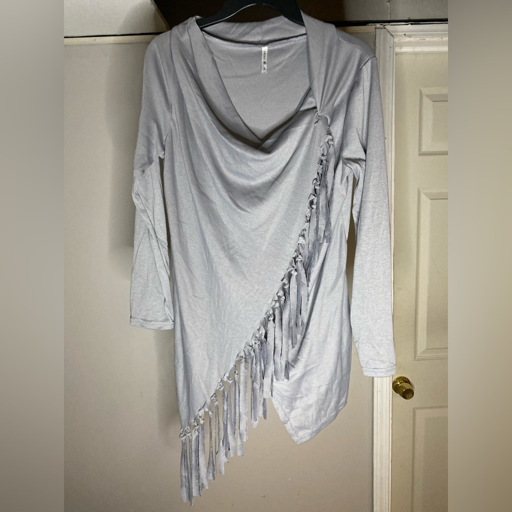 Grey fringe top